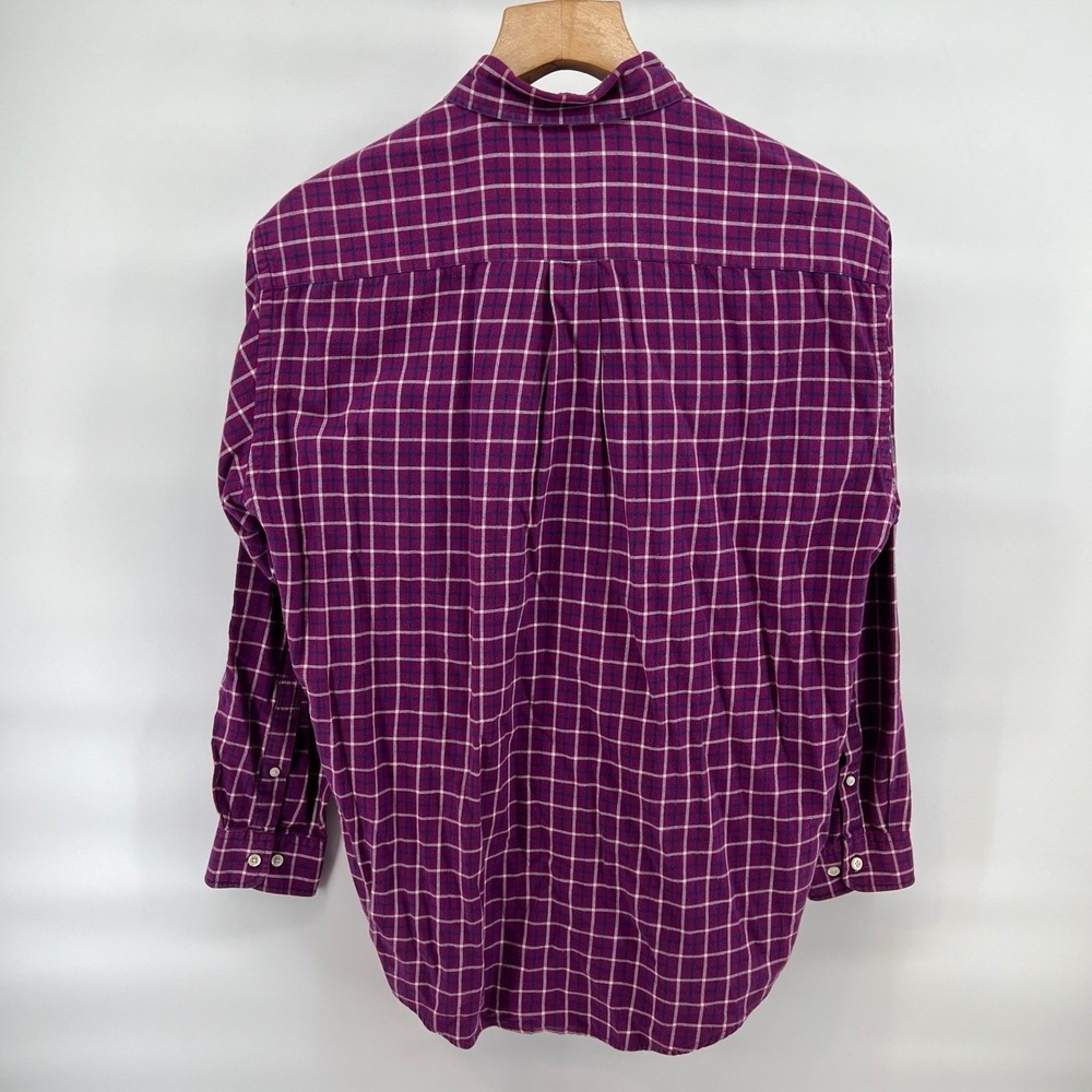 Vintage Brooks Brothers Purple Plaid Flannel Button Down Shirt Large Cotton - Picture 4 of 7